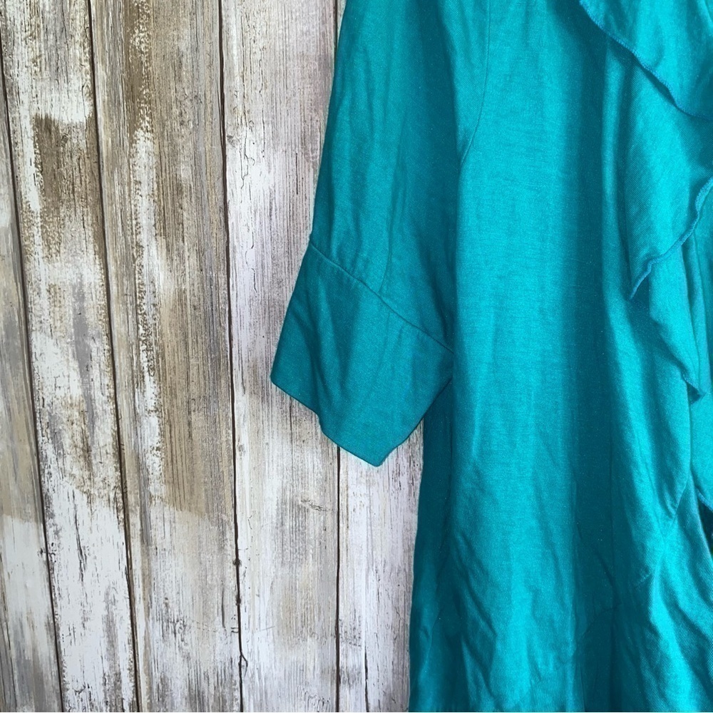 Lane Bryant Teal Ruffle Open Front Cardigan 18/20W Cotton Modal Lightweight - Picture 2 of 4